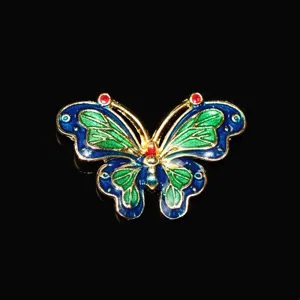 Exquisite enamel butterfly accessory, vintage gold-plated DIY craft piece for hairpins.