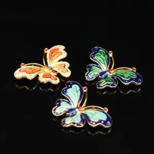 Butterfly enamel DIY hair accessory charms, vintage style craft metal crafting material.