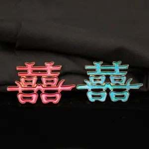 Cloisonne Double Happiness alloy accessory detail, traditional wedding DIY craft material.