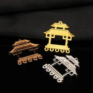 Chinesischer Stil Legierung Pavillon Anhänger DIY Haarschmuck Metall Schmuck Zubehör Teile