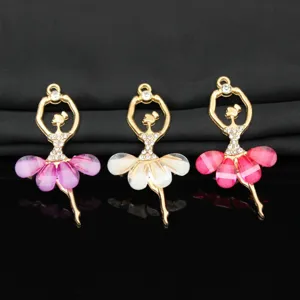 Alloy crystal ballet dancing girl pendant DIY jewelry accessories for phone case decor detail