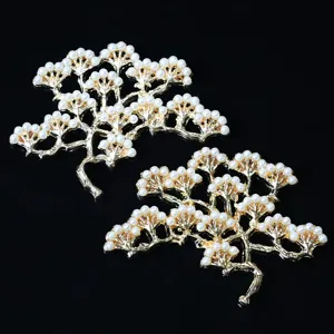 Gold alloy pine tree pearl hair accessory DIY craft for ancient style hairpins and fans.