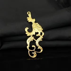 Gold hollow antique style alloy cloud pendant accessory detail view for DIY hanfu hair decor.