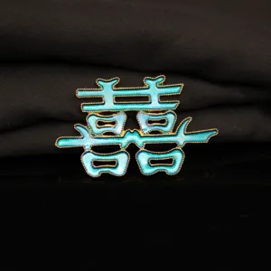 Traditional Chinese double happiness alloy cloisonne enamel DIY hair accessory craft pendant.