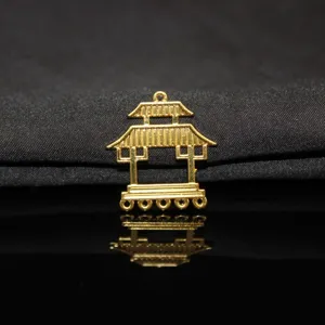 Goldenes Legierung Chinesischer Pavillon Anhänger DIY Schmuck Haarnadeln Zubehör.