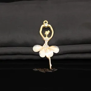 Exquisite alloy crystal ballet dancer pendant detail, perfect for DIY jewelry and phone case.