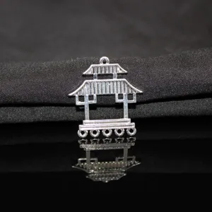 Silberner Legierung antike Pagode Anhänger DIY Schmuck Zubehör für chinesische Haarnadeln.