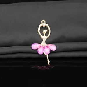 Alloy crystal ballet dancing girl pendant, sparkling rhinestone DIY jewelry accessory for crafts.
