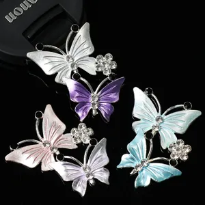 Creative Painted Butterfly DIY Jewelry Parts Zinc Alloy Rhinestone Charms For Phone Case Car Air Outlet Hole Shoes