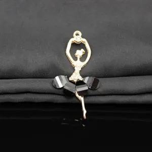 Crystal ballerina pendant gold alloy rhinestone charm for DIY phone case jewelry making crafts