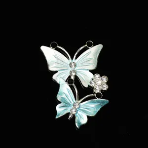 Blue butterfly rhinestone DIY accessory charm for phone case, shoes, and craft decoration.