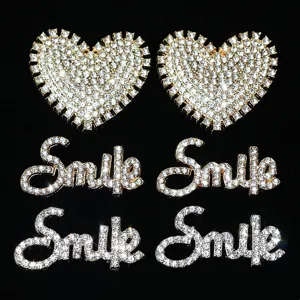 Alloy Rhinestone Smile Letter And Heart DIY Accessories Gold And Silver Plated Phone Case Shoe Charms Jewelry Findings