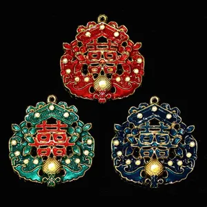 Chinese Style Double Happiness Hair Accessory Zinc Alloy Rhinestone Antique Hairpin DIY Material Bridal Headwear