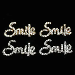 Rhinestone smile alloy DIY accessories for phone cases and shoes, sparkling crystal letters.
