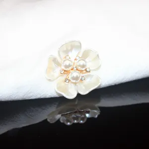 DIY Legierung Blume Haarschmuck mit Perle Strass Zentrum, Brautstrauß Deko.
