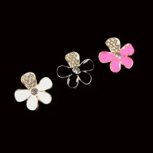 Koreanischer Stil Legierung Fünfblättrige Blume Charms Mit Strass Emaillierung DIY Handyhülle Zubehör Schmuckherstellung