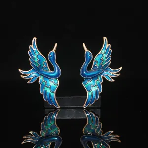 Symmetrical crane hair stick alloy DIY accessory for bridal headpieces and fan crafts.
