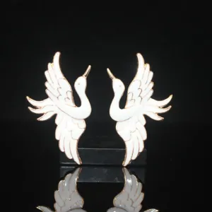 Chinese style oil drop enamel symmetrical crane alloy hair stick DIY accessories bridal headwear