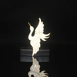 Crane alloy diy hair accessory gold white enamel traditional style craft detail view component