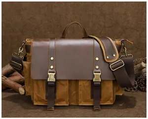 Men vintage canvas messenger bag casual outdoor shoulder crossbody bag for daily student school.