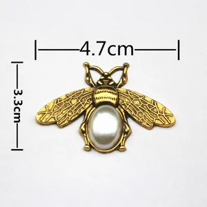 Vintage gold tone bee alloy pearl charm pendant craft DIY phone case accessory 4.7x3.3cm