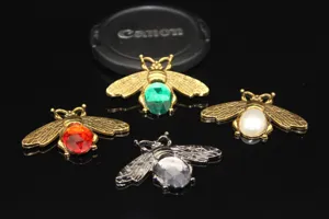 Alloy bee rhinestone charms for DIY jewelry crafting phone case decoration accessories 4pcs