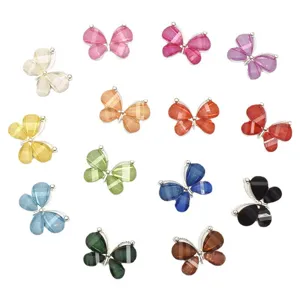 Colorful crystal butterfly alloy charms for DIY phone cases, hair clips, and jewelry crafts.