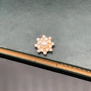 Exquisite rose gold flower rhinestone pearl DIY charm accessory for phone case crafts