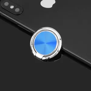 Blue CD textured metal phone ring holder 360 degree rotation desk stand for smartphones