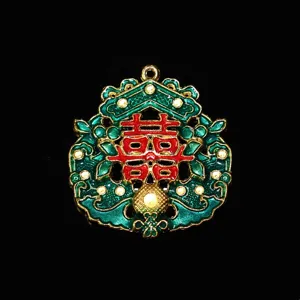 Chinese style double happiness hair accessory alloy DIY bridal hairpin making material charm.