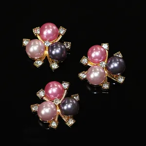 Vintage Zinc Alloy Floral Hair Accessory Artificial Pearl Rhinestone DIY Craft Component For Wedding Party Women Jewelry