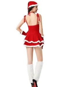 Robe de costume de Père Noël sexy pour femme, tenue de cosplay de fête de vacances.