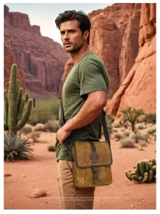 Men canvas crossbody bag vintage messenger shoulder bag casual outdoor travel tactical bag