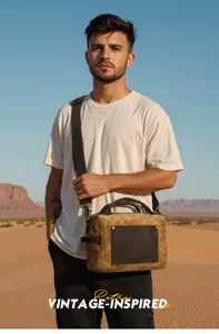 Retro men canvas messenger bag, casual vintage shoulder crossbody bag for daily outdoor travel.