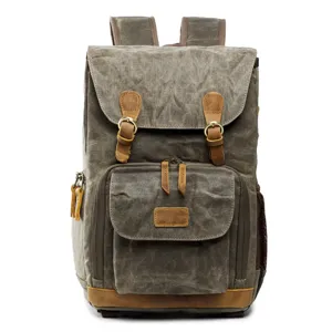 Vintage Waterproof Canvas Photography Backpack Multi-functional DSLR Camera Bag Large Capacity Unisex Travel Rucksack