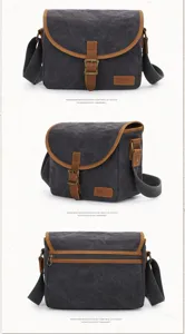 Canvas DSLR camera bag multi-angle display vintage photography shoulder bag for men