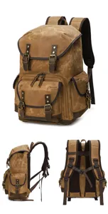Zaino vintage in tela e pelle multifunzionale per fotografia e fotocamera uomo nuovo.
