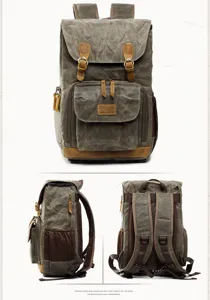 Vintage canvas backpack multi-functional photography camera bag for men and women wear-resistant