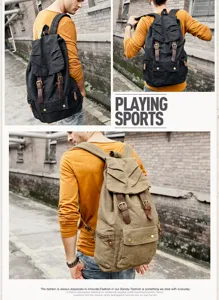 Canvas backpack retro casual school bag large capacity travel daypack for men and daily use