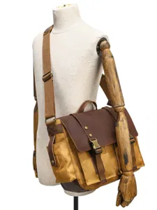 Sac messenger vintage homme toile cuir sac bandouliere decontracte vue principale