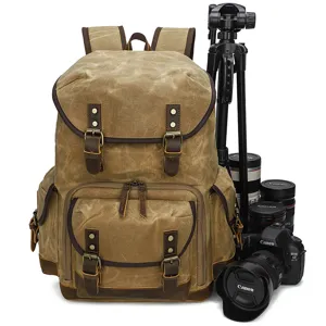 Vintage Tela Fotografia Zaino Impermeabile DSLR Borsa per Fotocamera Multifunzione Uomo Casual Viaggio Zaino Borsa per Computer