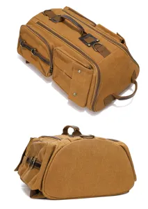 Men vintage canvas backpack multi-functional large capacity travel bag waterproof outdoor school bag