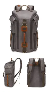 Vintage canvas backpack for men and women, large capacity travel laptop school bookbag.