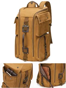 Canvas Backpack Large Capacity Waterproof Travel Laptop Backpack For Men Casual Outdoor School Bookbag Vintage Rucksack