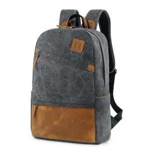 Men Casual Canvas Backpack Vintage Large Capacity School Bookbag Multi Pocket Travel Daypack For Daily Commute