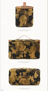 Waterproof camo canvas DSLR camera insert bag, portable photography handbag for outdoors.