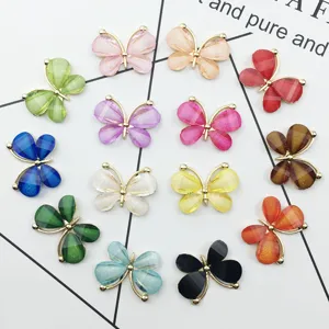 Colorful crystal butterfly alloy charms details for DIY phone case and hair accessories.