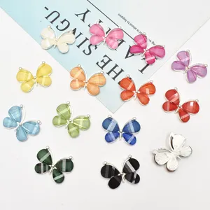 Alloy crystal butterfly charms for phone case DIY craft decorative jewelry accessories