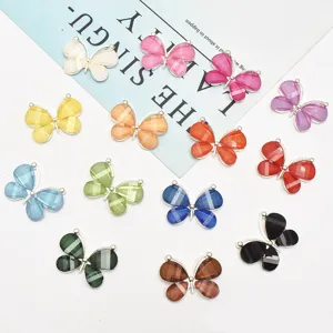 Colorful crystal butterfly alloy charms for phone case DIY craft and jewelry accessories.