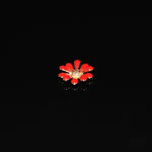 Red and gold alloy daisy flower charm diy drop oil accessory for phone beauty and crafts